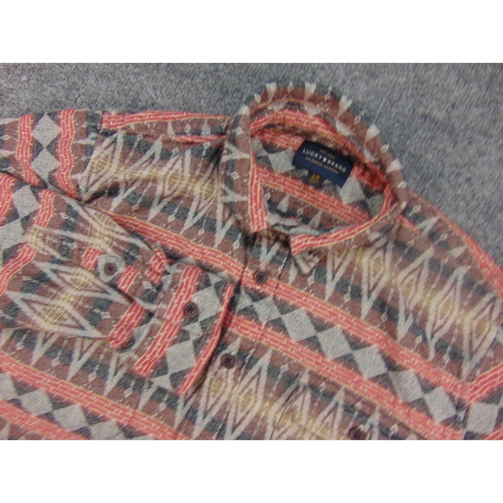 Lucky Brand Shirt Mens Small Southwestern Aztec Geometric Button‎ Down